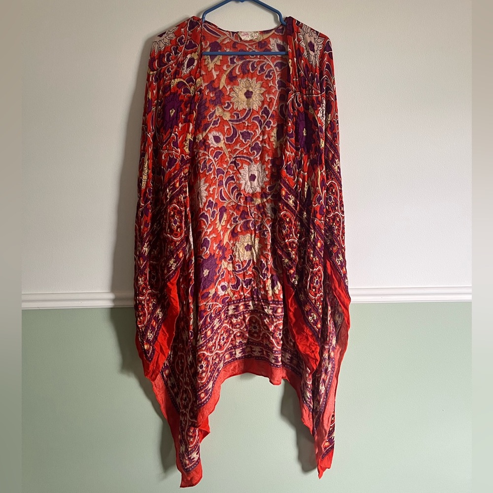 FREE PEOPLE kimono in multi orange pattern
